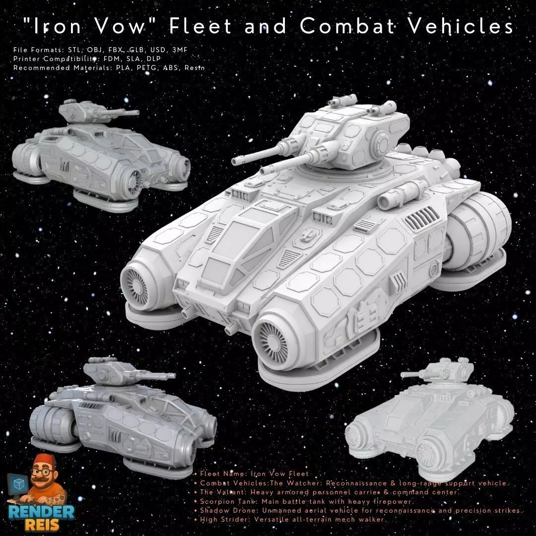 3D Printable Iron Oath Calm Before the Storm Heavy Hover Tank 3D model_0