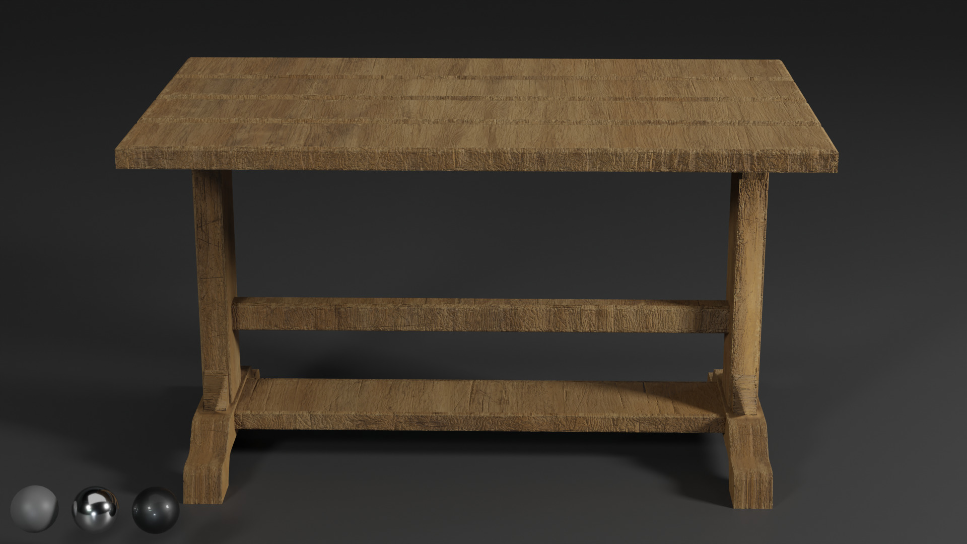 Wooden Medieval Table and Wood Material for Substance Low-poly 3D model_9