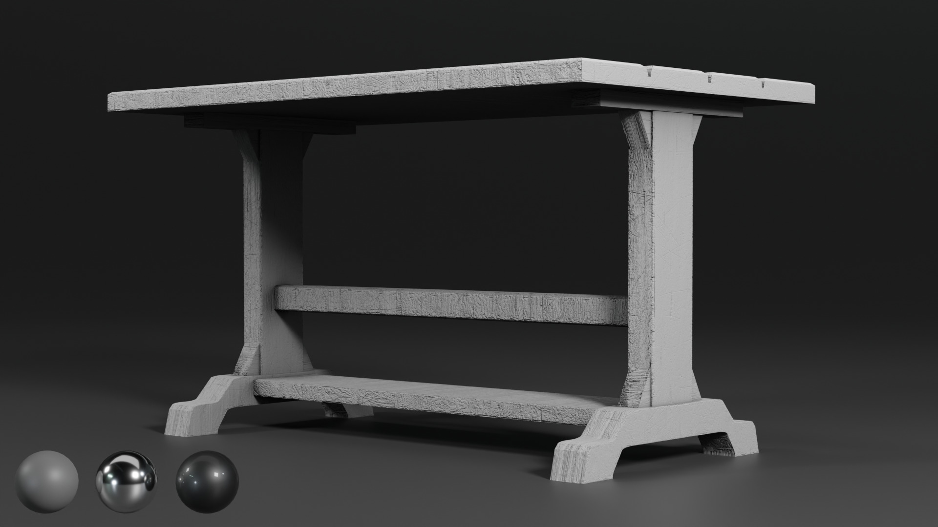 Wooden Medieval Table and Wood Material for Substance Low-poly 3D model_3