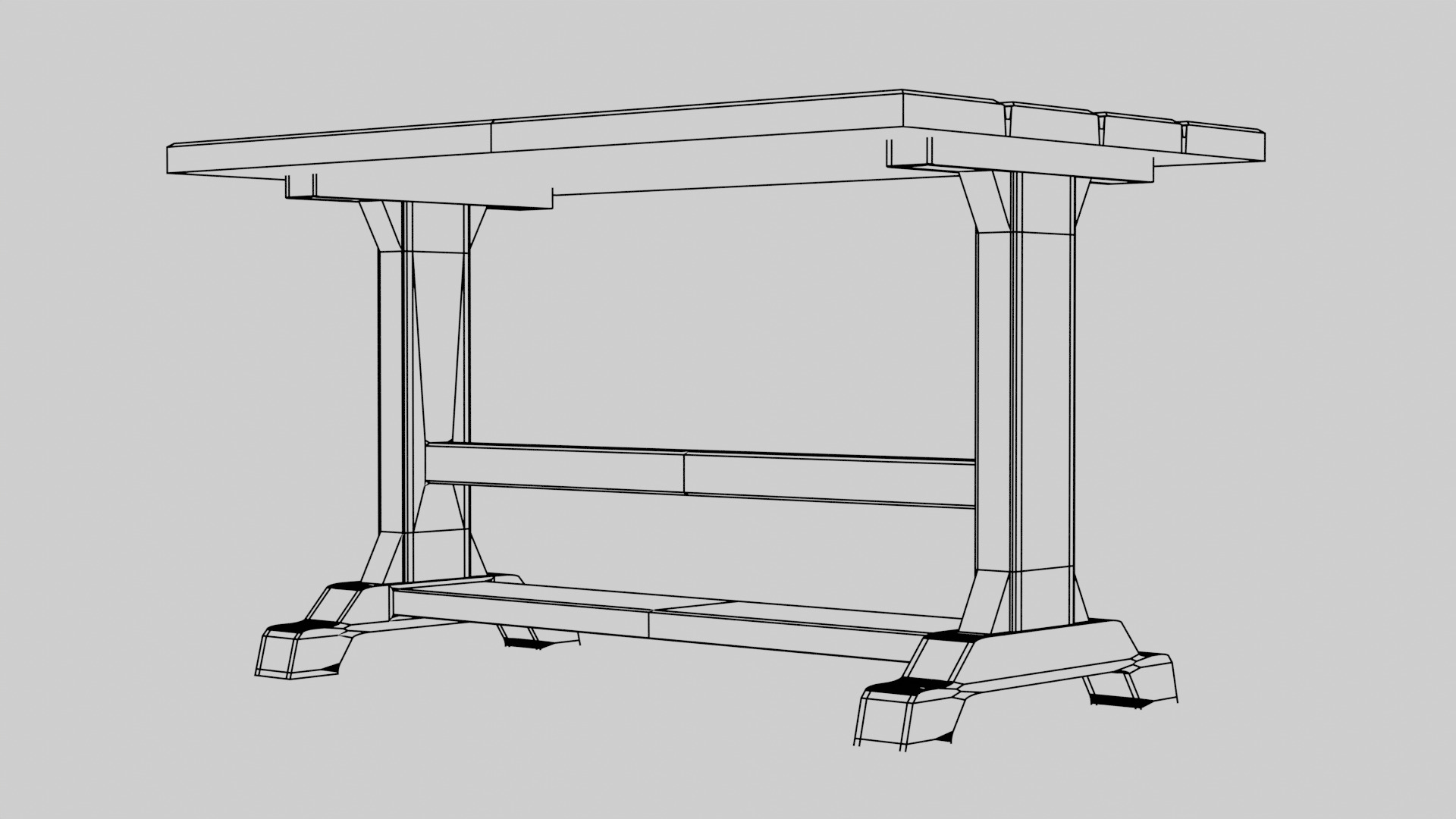 Wooden Medieval Table and Wood Material for Substance Low-poly 3D model_5