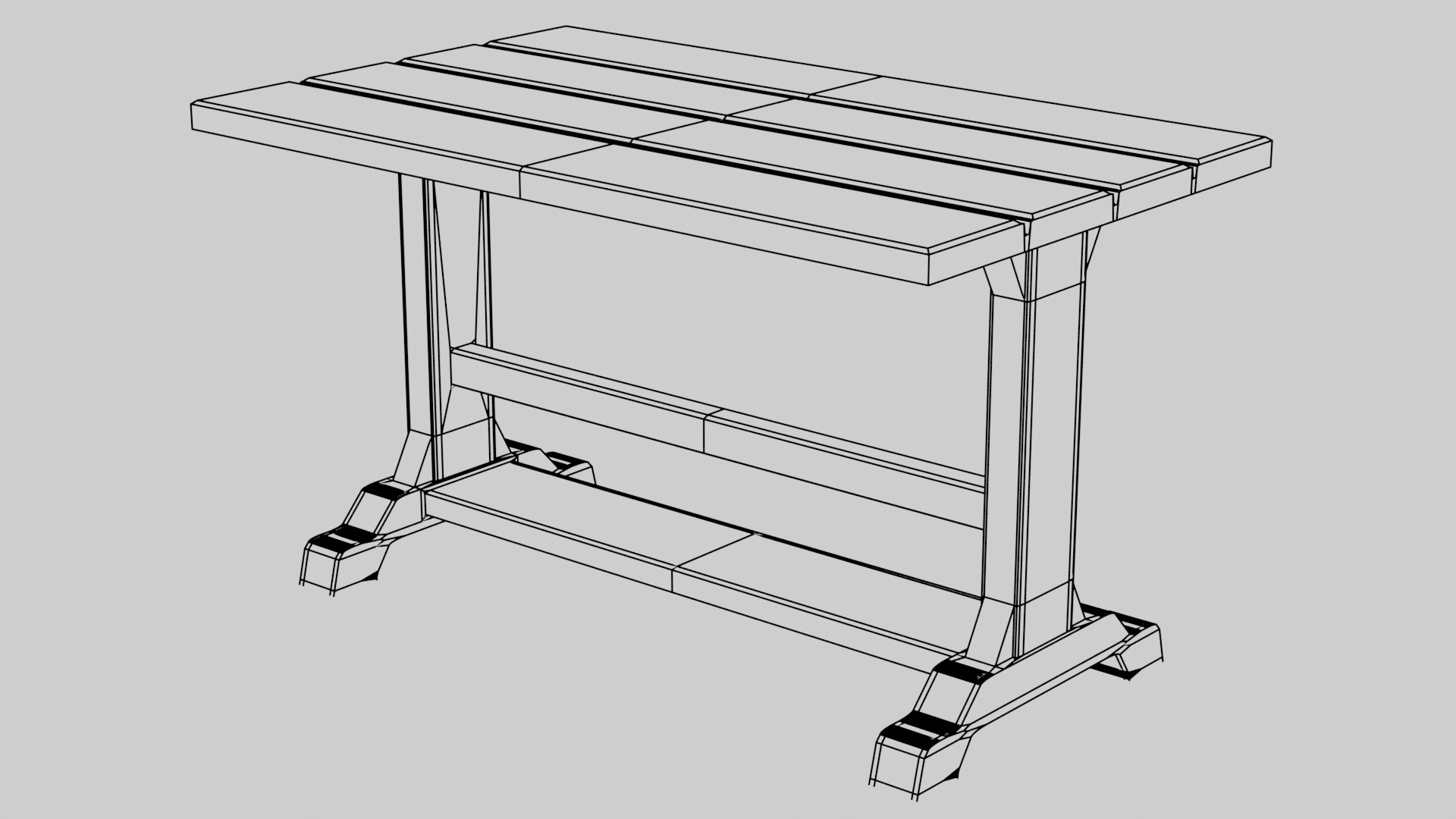 Wooden Medieval Table and Wood Material for Substance Low-poly 3D model_6