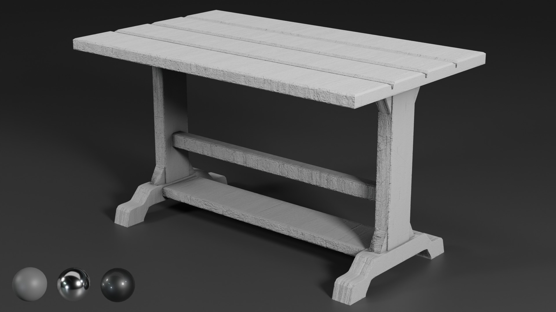 Wooden Medieval Table and Wood Material for Substance Low-poly 3D model_4