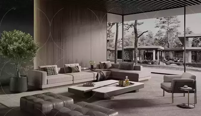 WABI SABI STYLE 3D MODELS  LIVING ROOM 