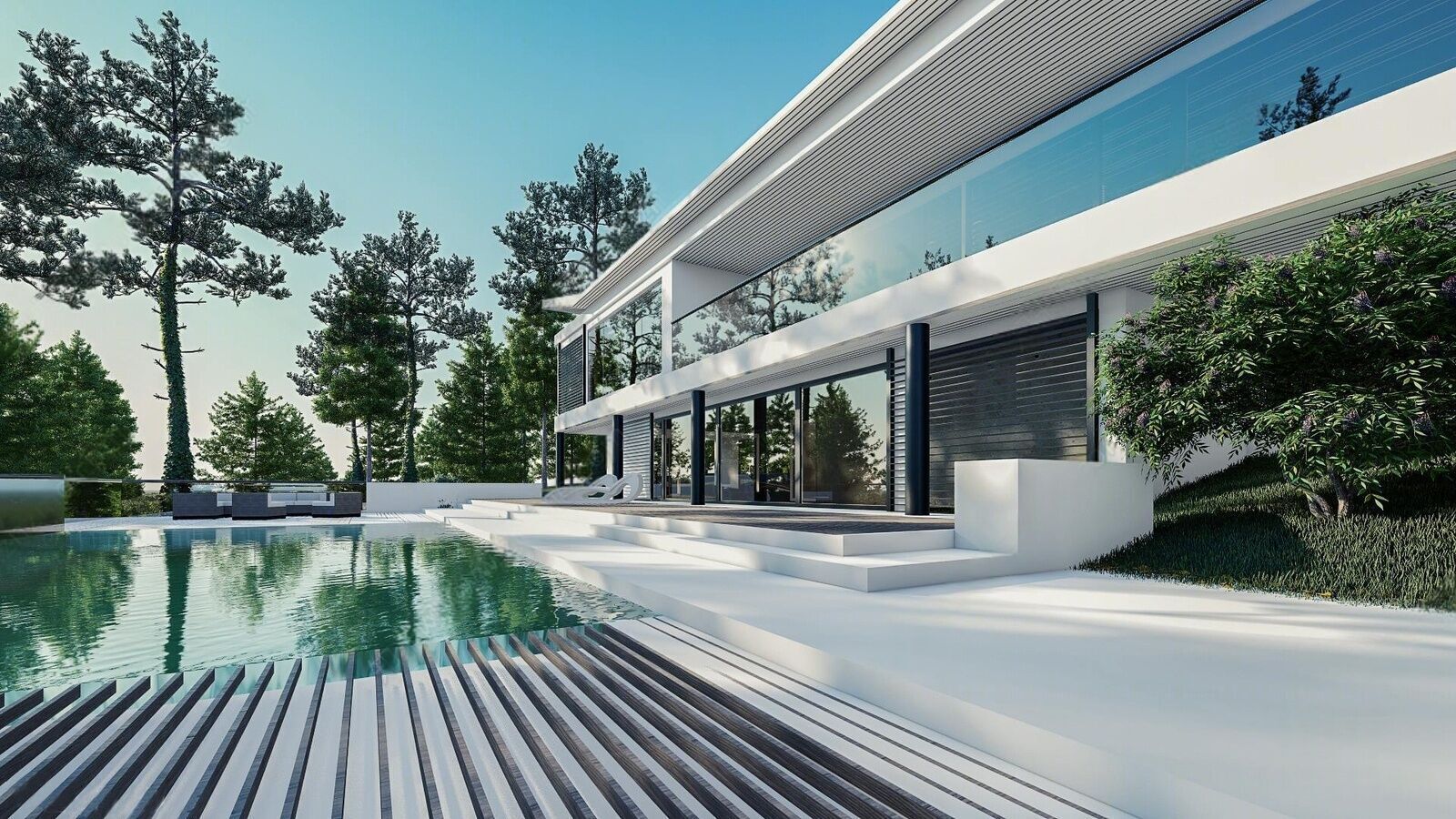 Modern single-family villa 3D model_2