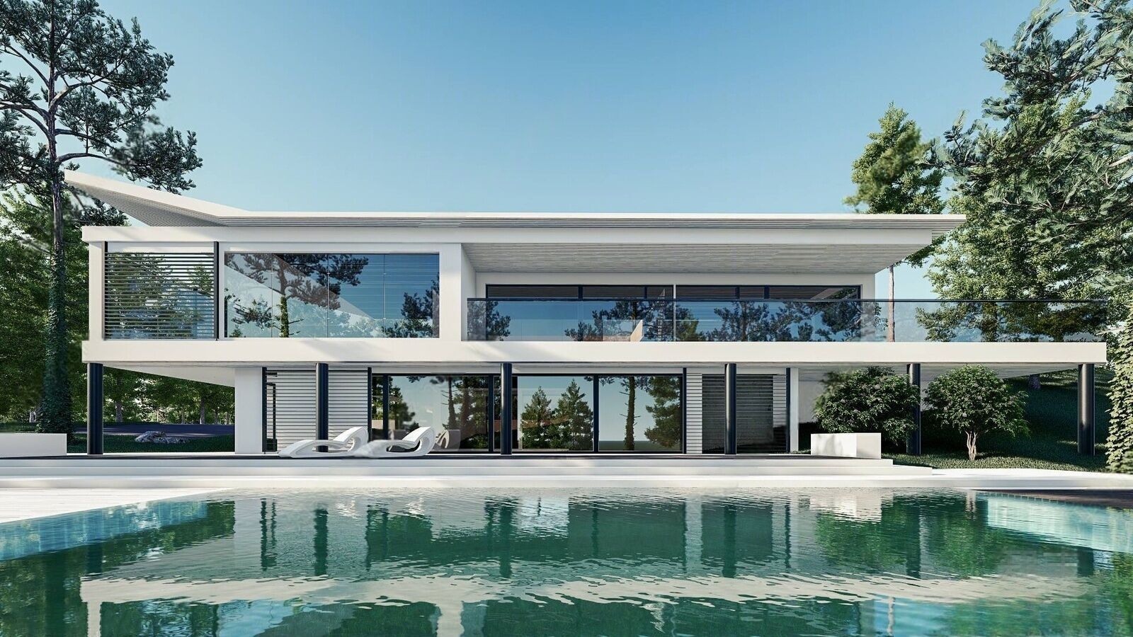 Modern single-family villa 3D model_1