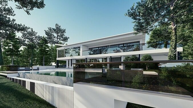 Modern single-family villa 3D model