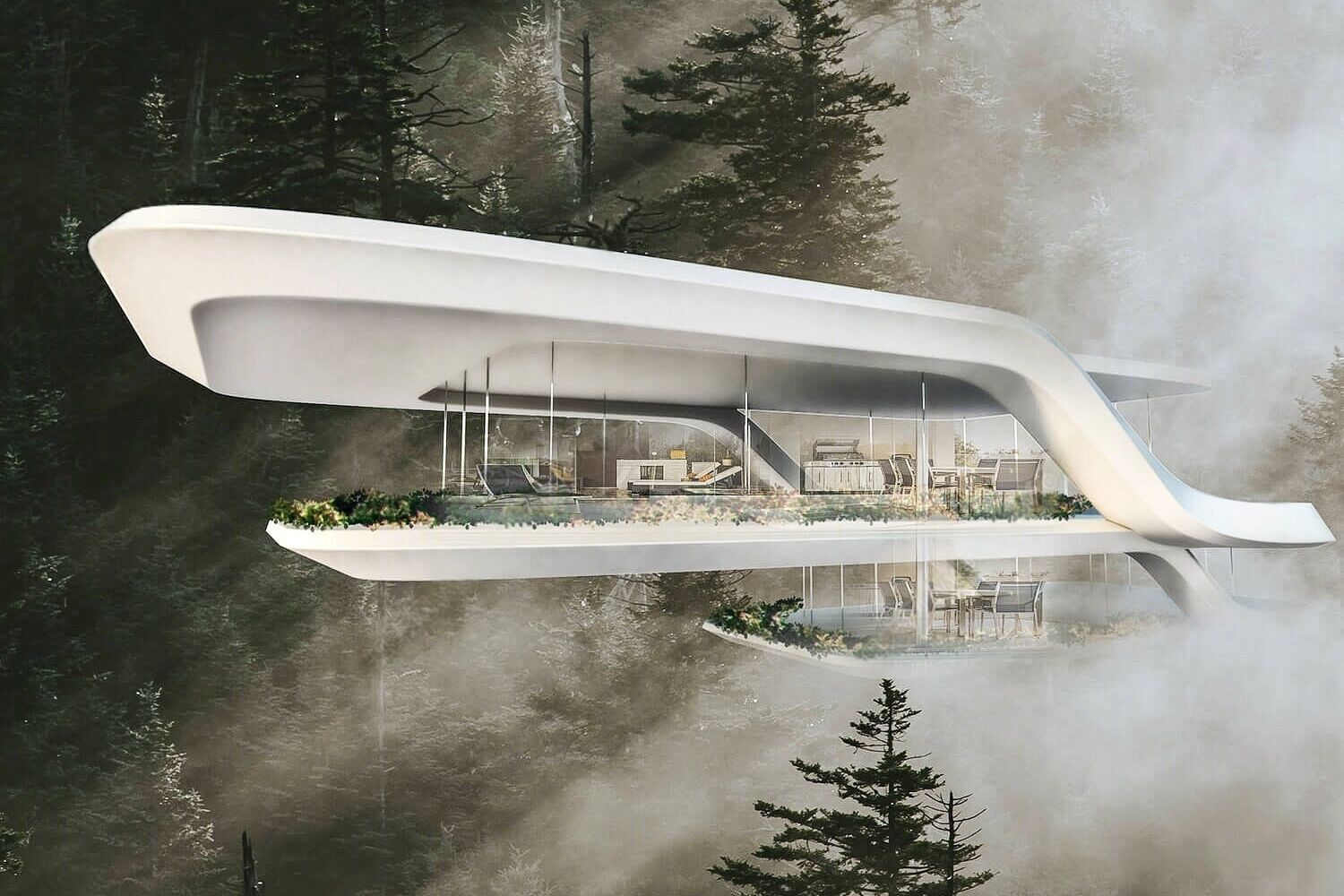 Modern Forest  house 3D model_1