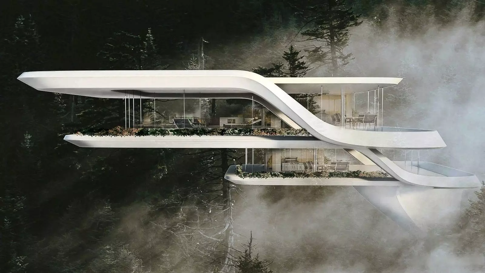 Modern Forest  house 3D model_0