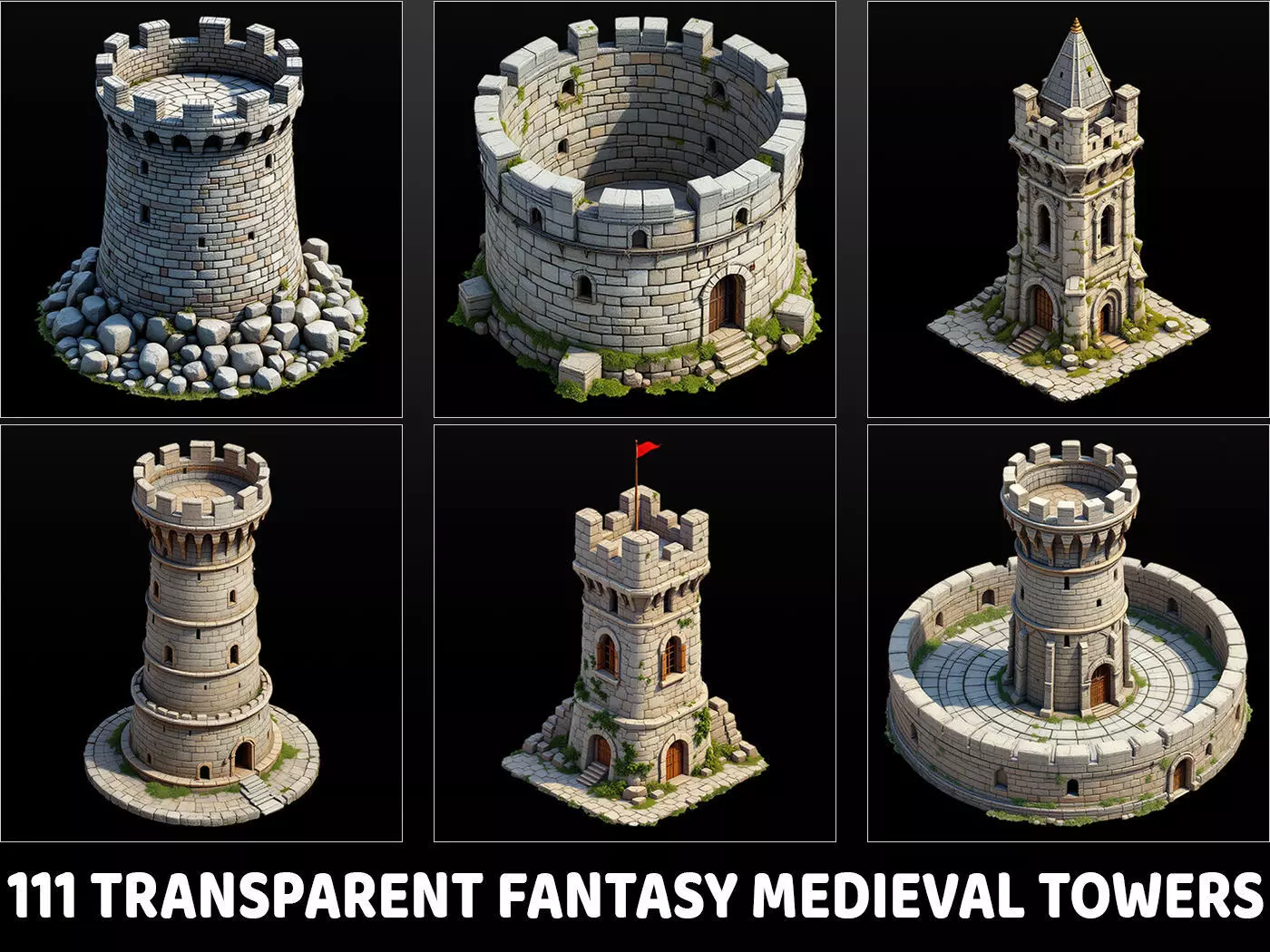 111 Transparent Fantasy Medieval Towers Texture_0
