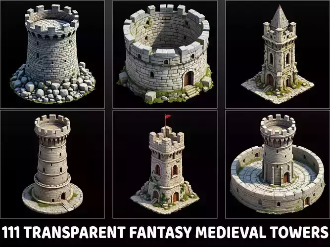 111 Transparent Fantasy Medieval Towers Texture
