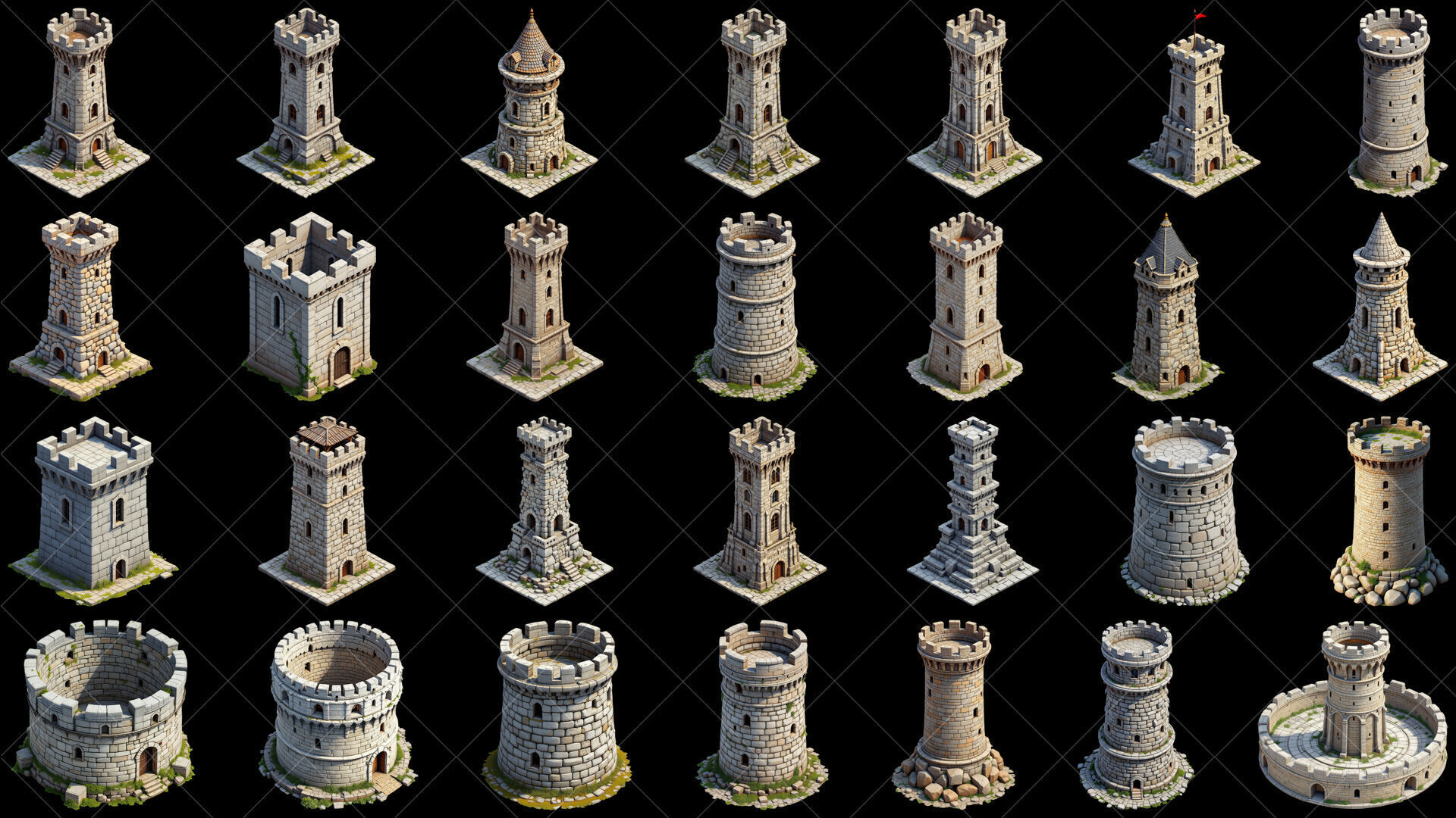 111 Transparent Fantasy Medieval Towers Texture_3