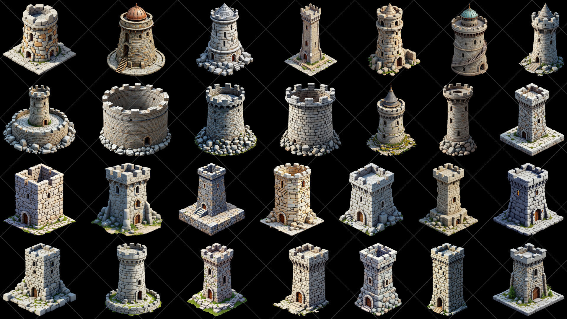 111 Transparent Fantasy Medieval Towers Texture_1