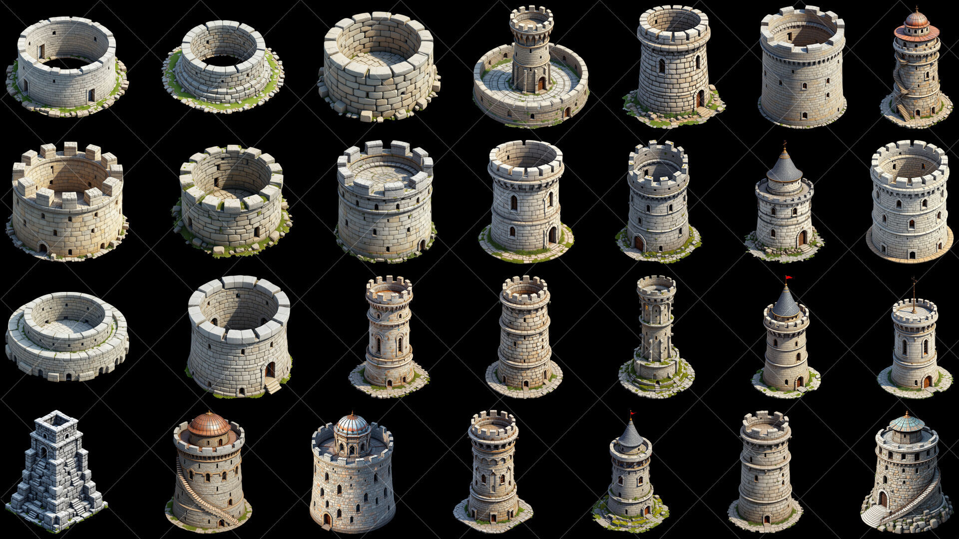 111 Transparent Fantasy Medieval Towers Texture_2