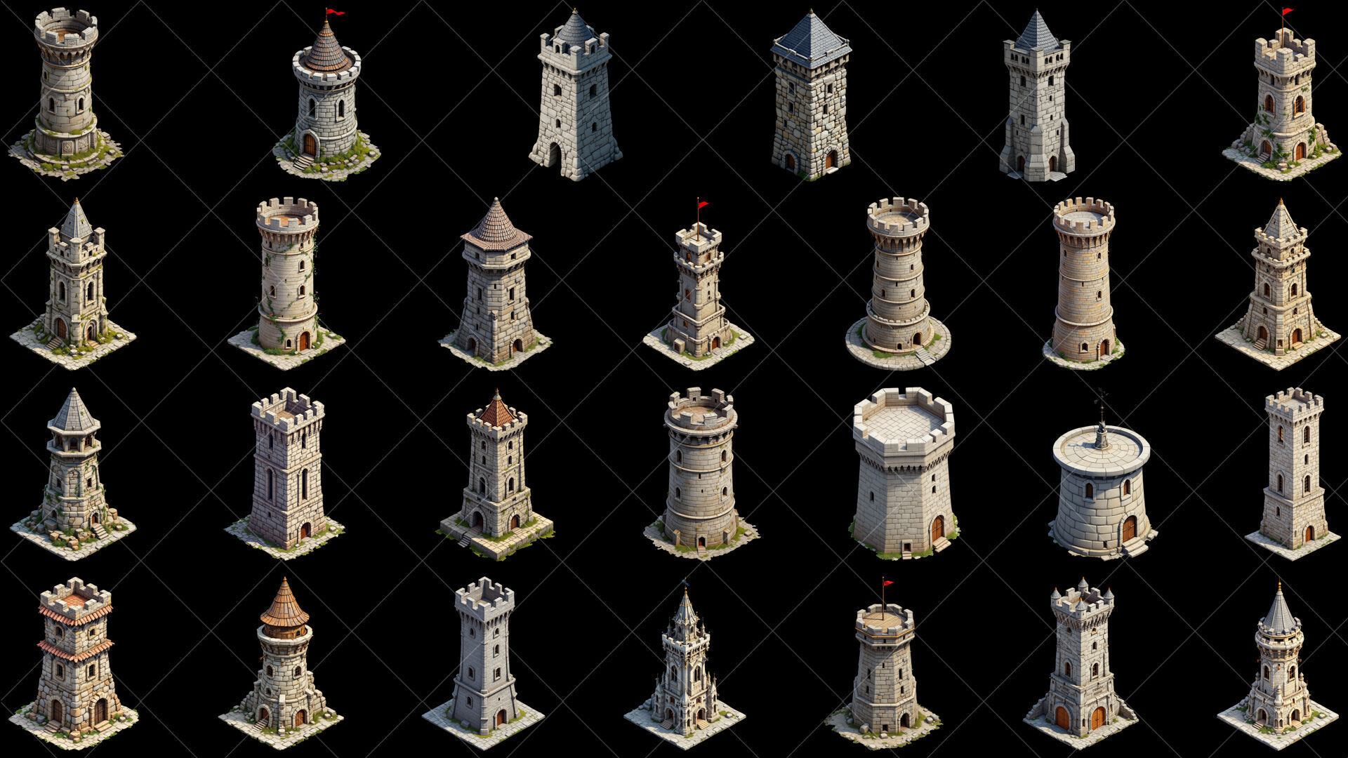 111 Transparent Fantasy Medieval Towers Texture_4