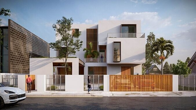Modern single-family villa 3D model