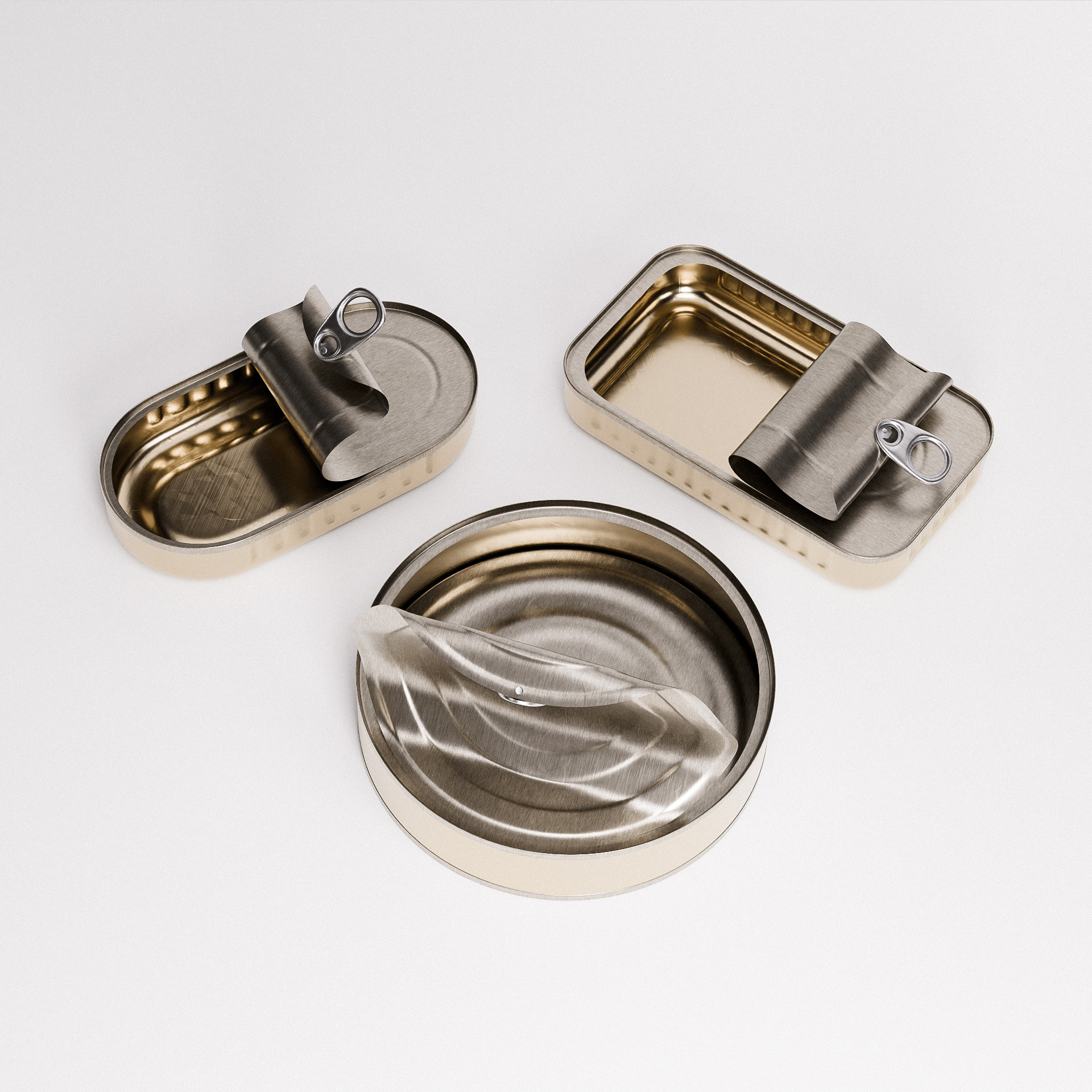 Tin Can Set 01 Low-poly 3D model_3