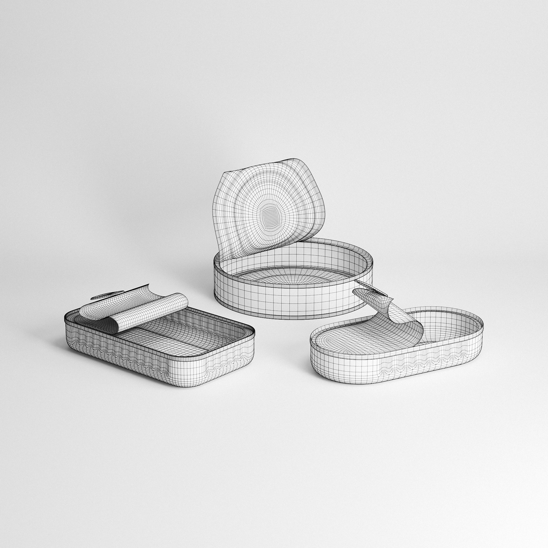 Tin Can Set 01 Low-poly 3D model_7