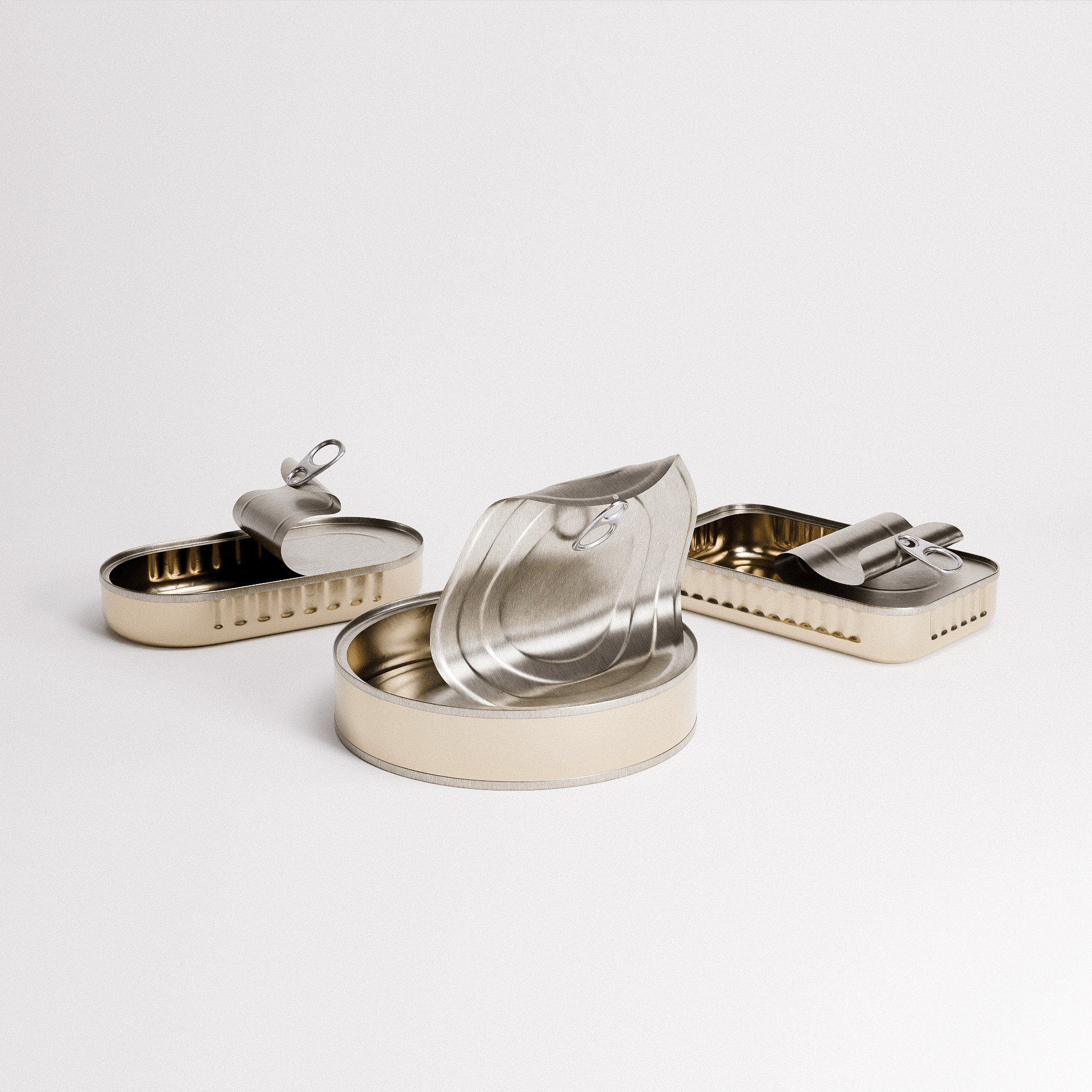 Tin Can Set 01 Low-poly 3D model_4