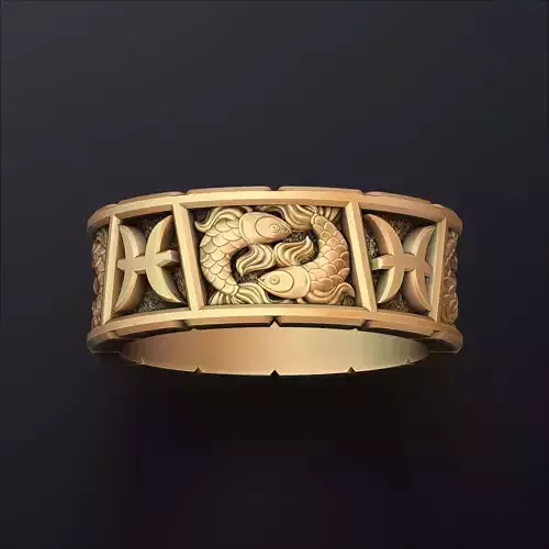 Horoscope Pisces Ring v2 3D print model