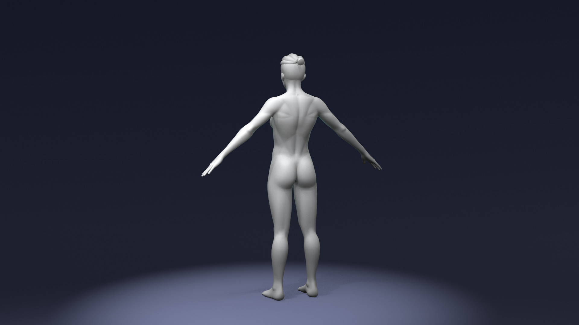 Stylized Strong Female Body Base Mesh Rigged with IK FK Switch Low-poly 3D model_6