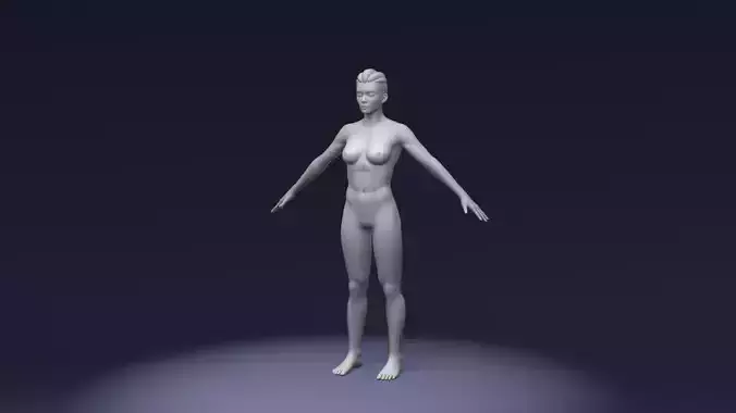 Stylized Strong Female Body Base Mesh Rigged with IK FK Switch Low-poly 3D model