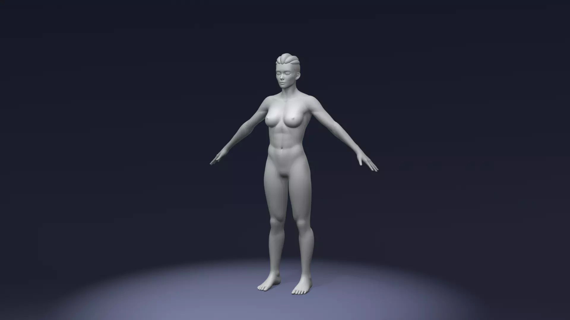 Stylized Strong Female Body Base Mesh Rigged with IK FK Switch Low-poly 3D model_0