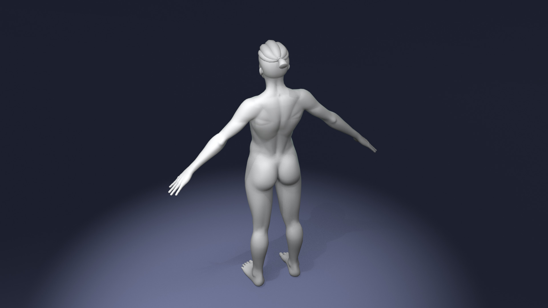 Stylized Strong Female Body Base Mesh Rigged with IK FK Switch Low-poly 3D model_12
