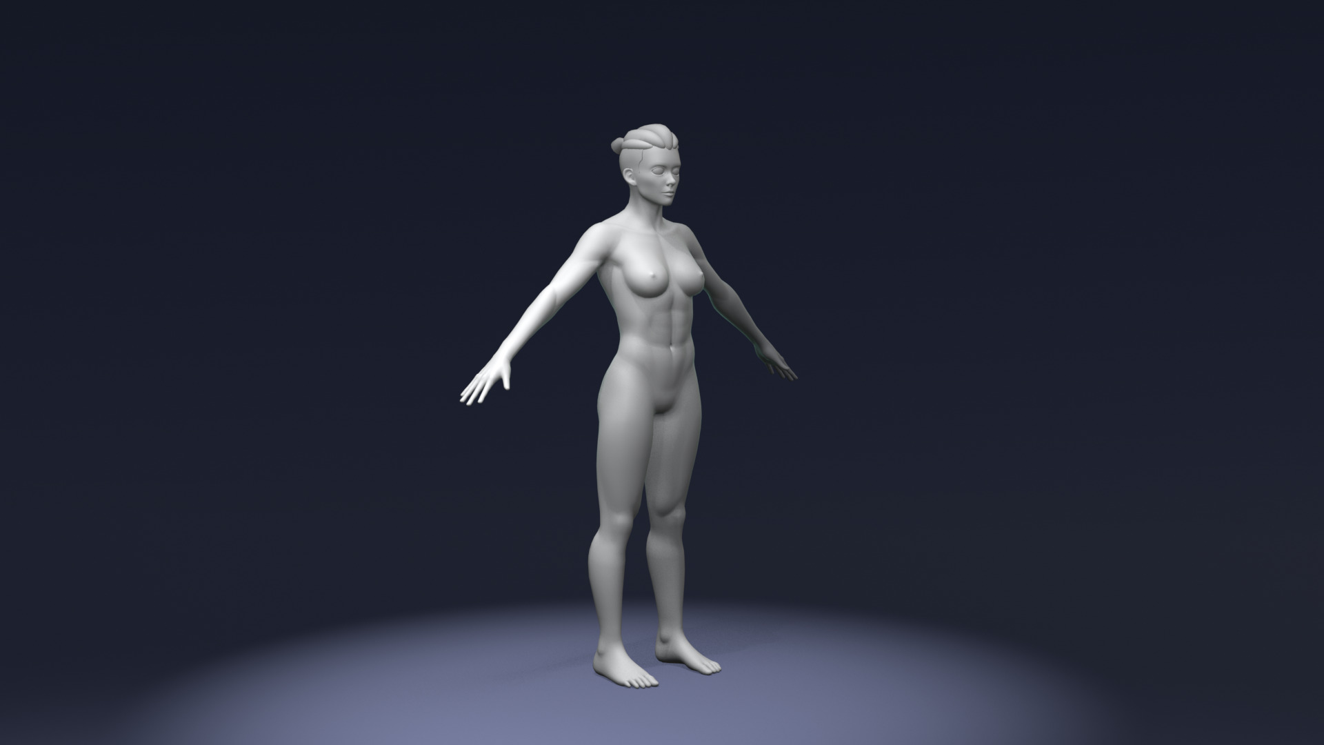 Stylized Strong Female Body Base Mesh Rigged with IK FK Switch Low-poly 3D model_4