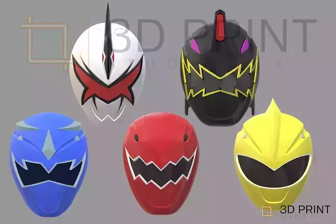 Power Rangers Dino Thunder Helmets Pack 3D print model