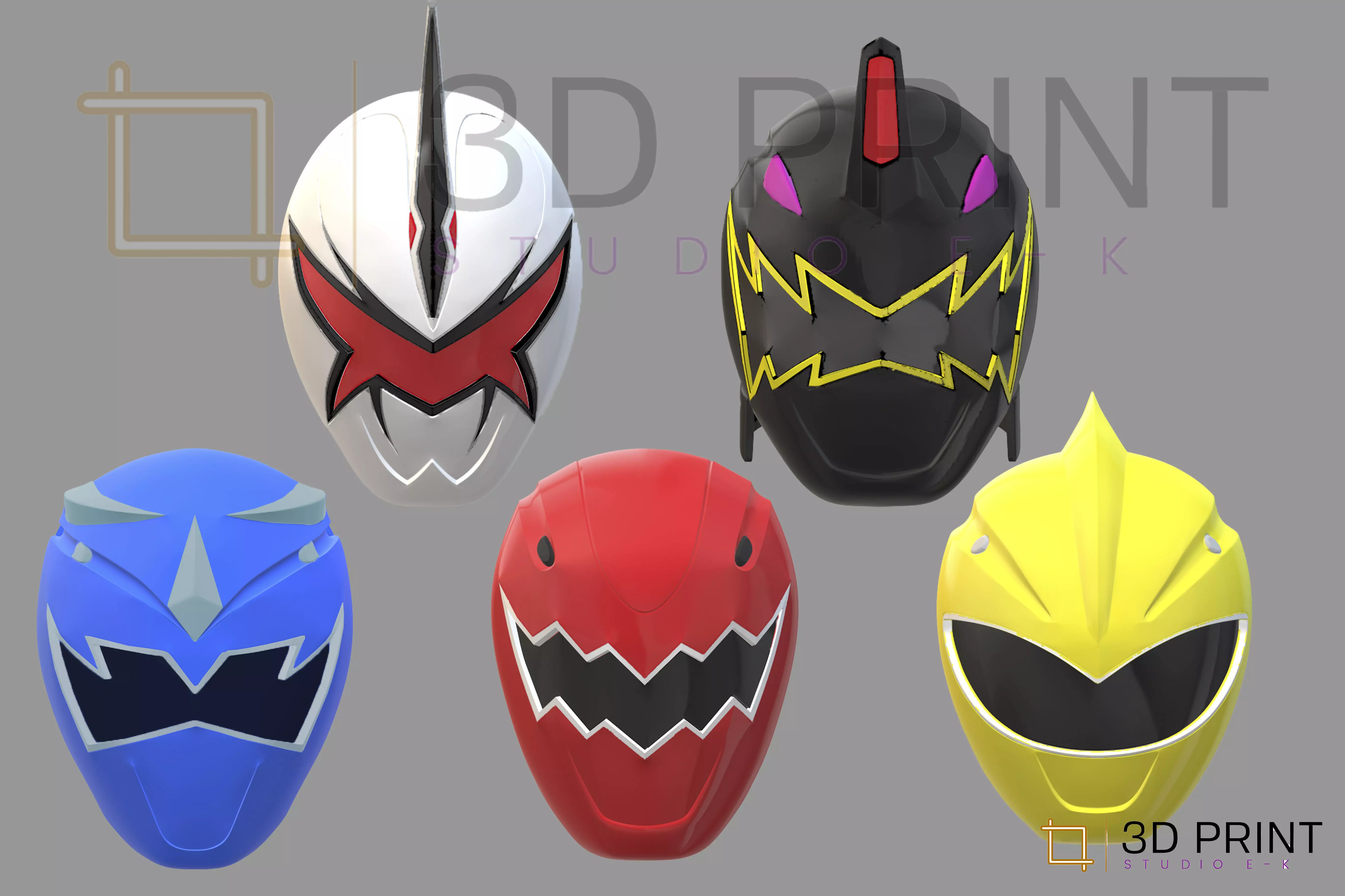 Power Rangers Dino Thunder Helmets Pack 3D print model_0
