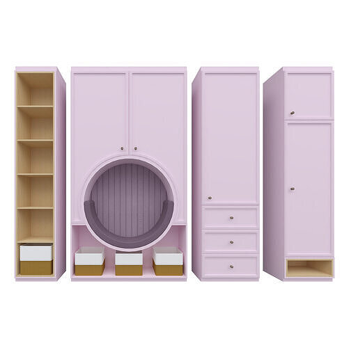 Kids Wardrobe Set Parametric Revit Family  3D model