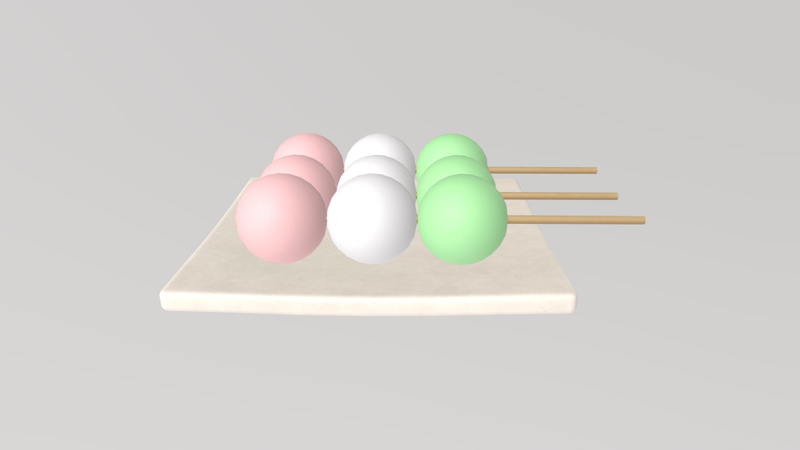 Stylized Low-Poly Hanami Dango Three-colored Dango Low-poly 3D model_3