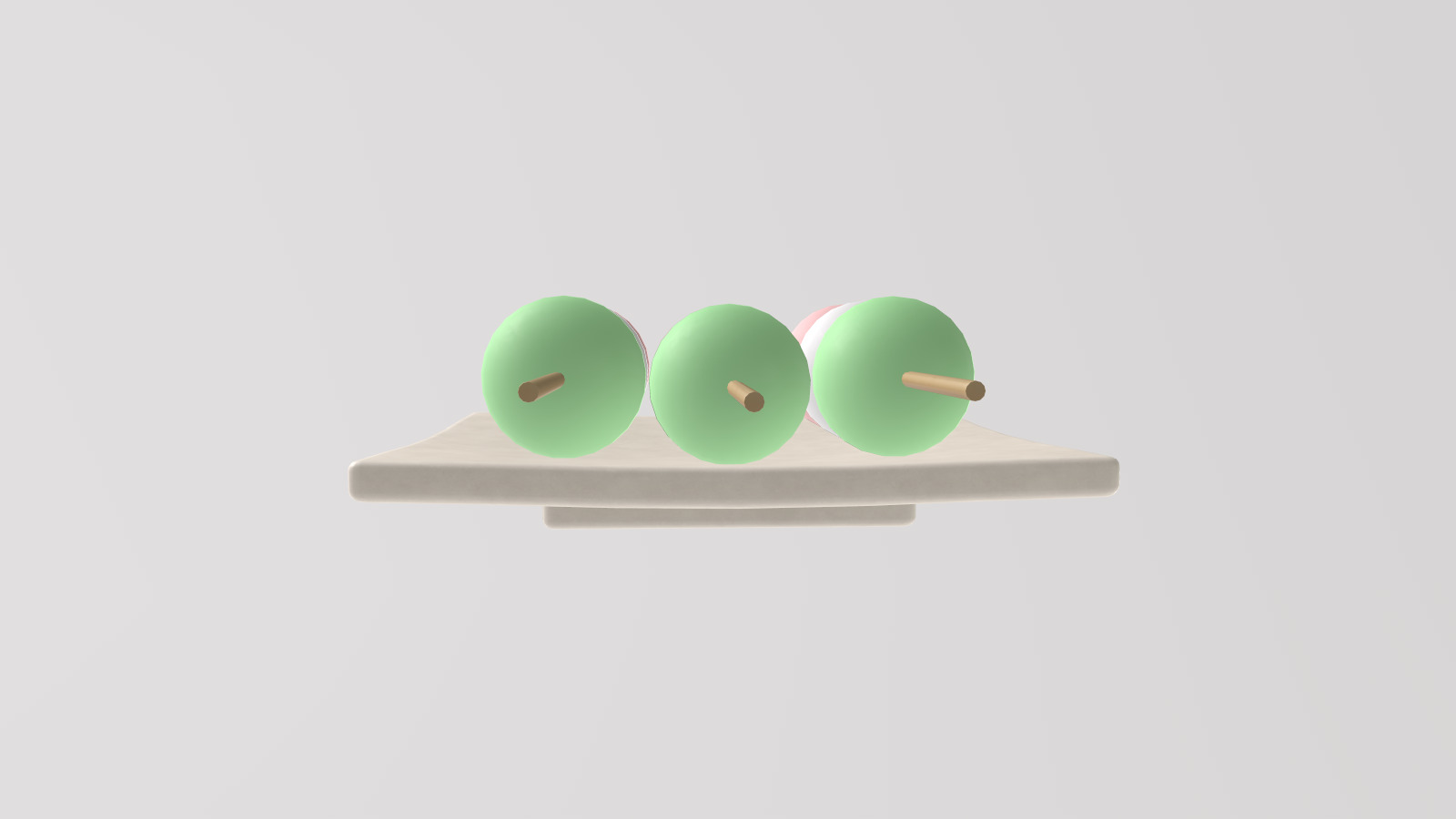 Stylized Low-Poly Hanami Dango Three-colored Dango Low-poly 3D model_6
