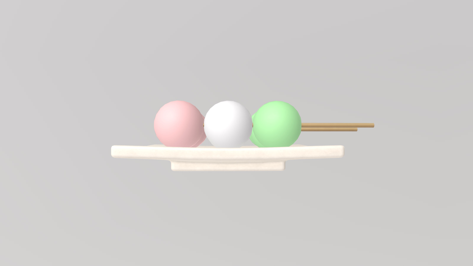 Stylized Low-Poly Hanami Dango Three-colored Dango Low-poly 3D model_5