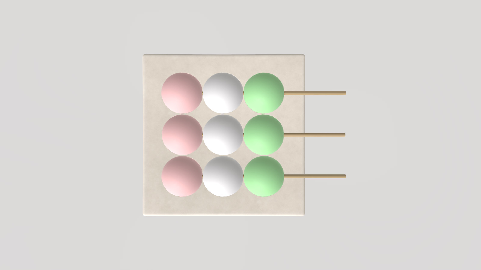 Stylized Low-Poly Hanami Dango Three-colored Dango Low-poly 3D model_9