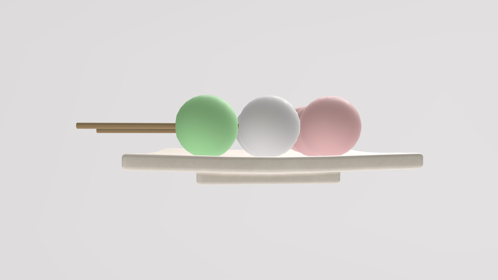 Stylized Low-Poly Hanami Dango Three-colored Dango Low-poly 3D model_7