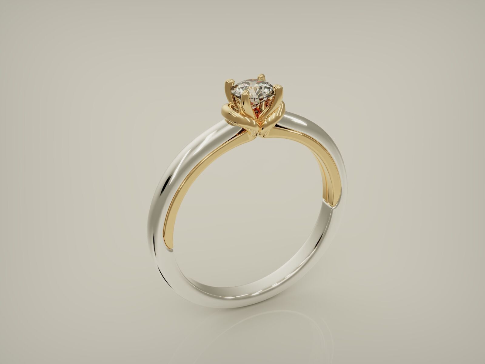 Anel solitario com aplique em 2 cores 3D print model