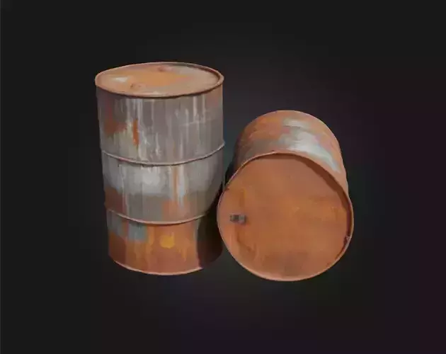 Rusty Barrels  Post Apocalyptic Props Pack