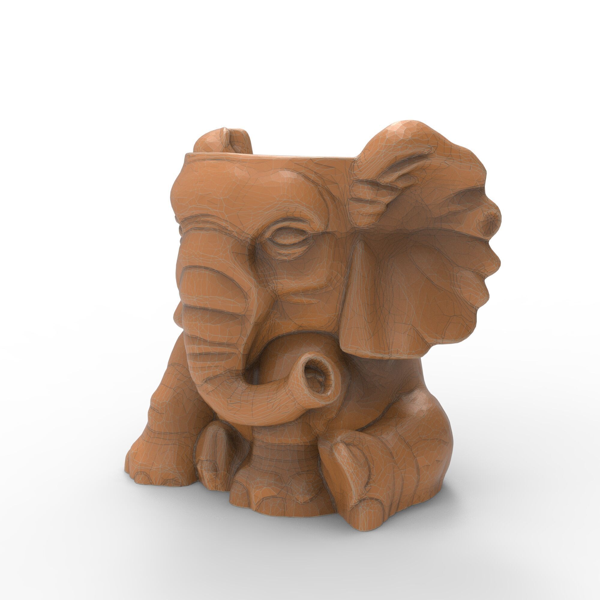 Elephant Planter Cute Animal Pot Model for Garden Resin Cement 3D print model_1