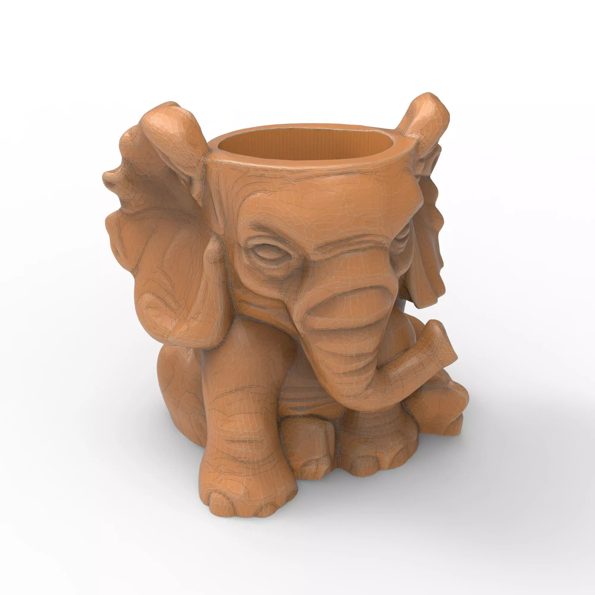 Elephant Planter Cute Animal Pot Model for Garden Resin Cement 3D print model_0