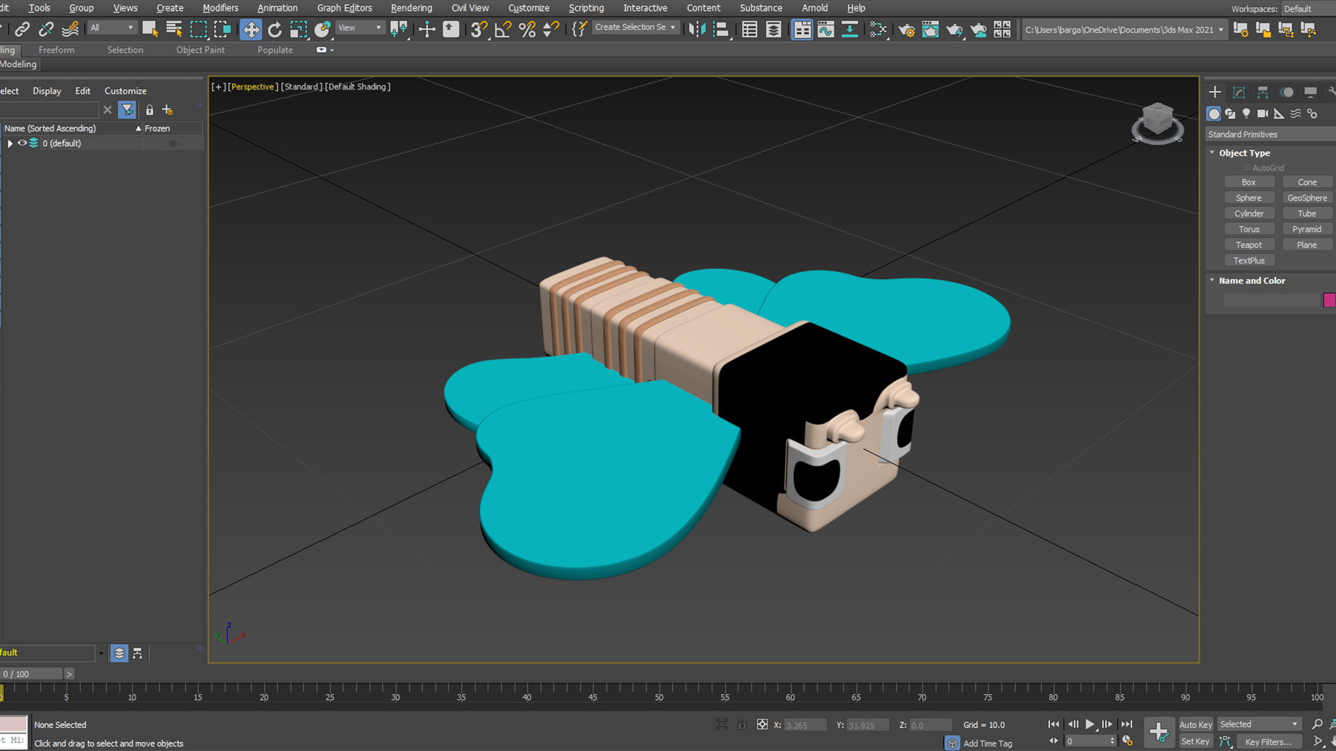 Square Butterfly Cartoon Character 3D model_5