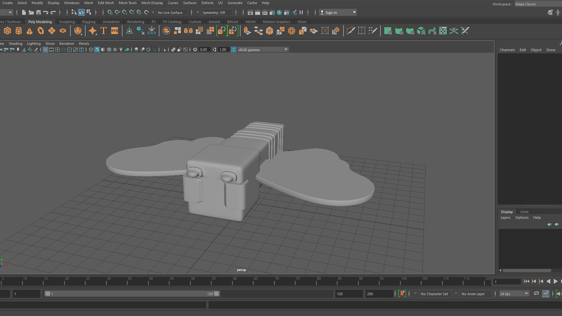 Square Butterfly Cartoon Character 3D model_4