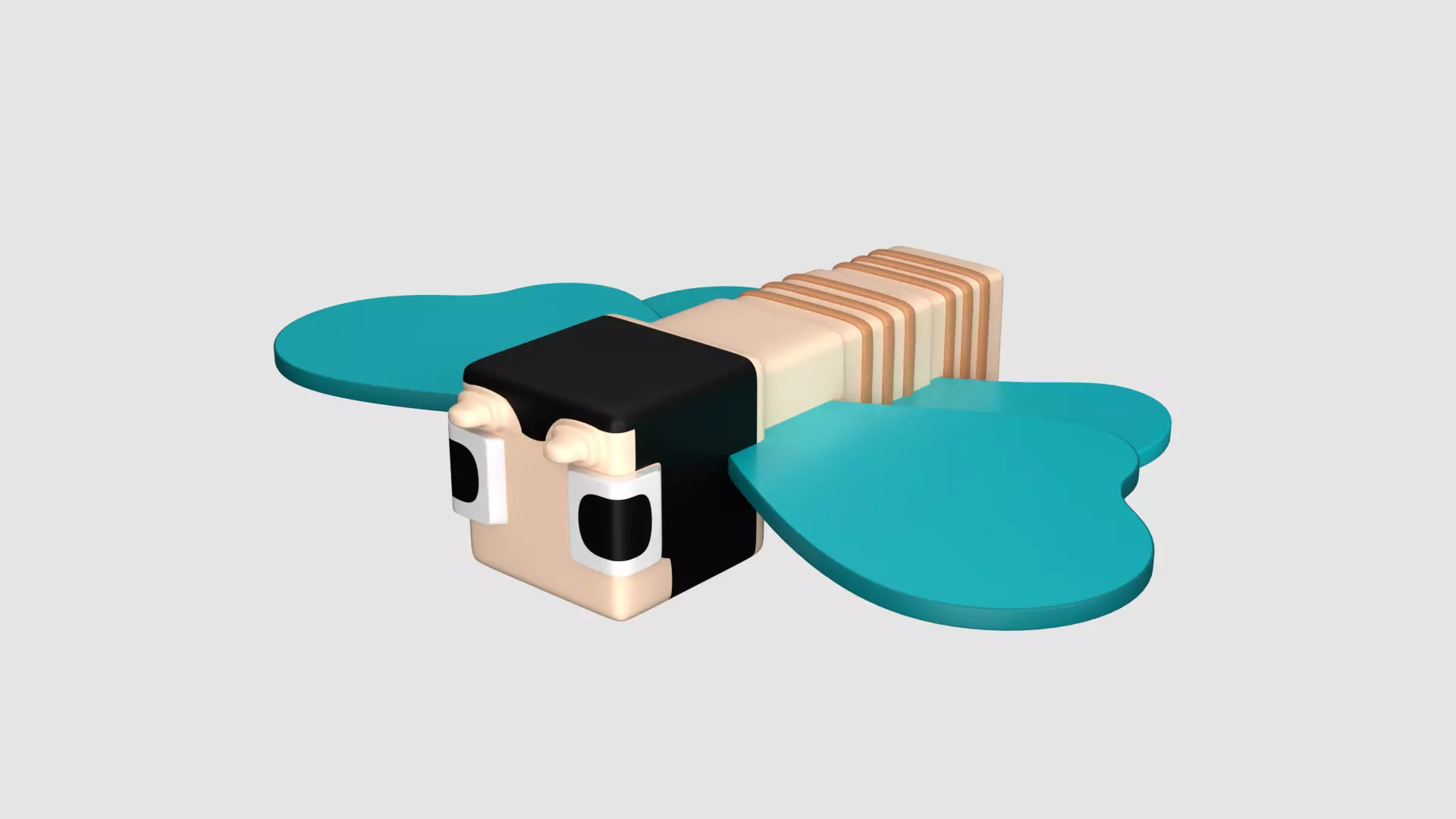 Square Butterfly Cartoon Character 3D model_0