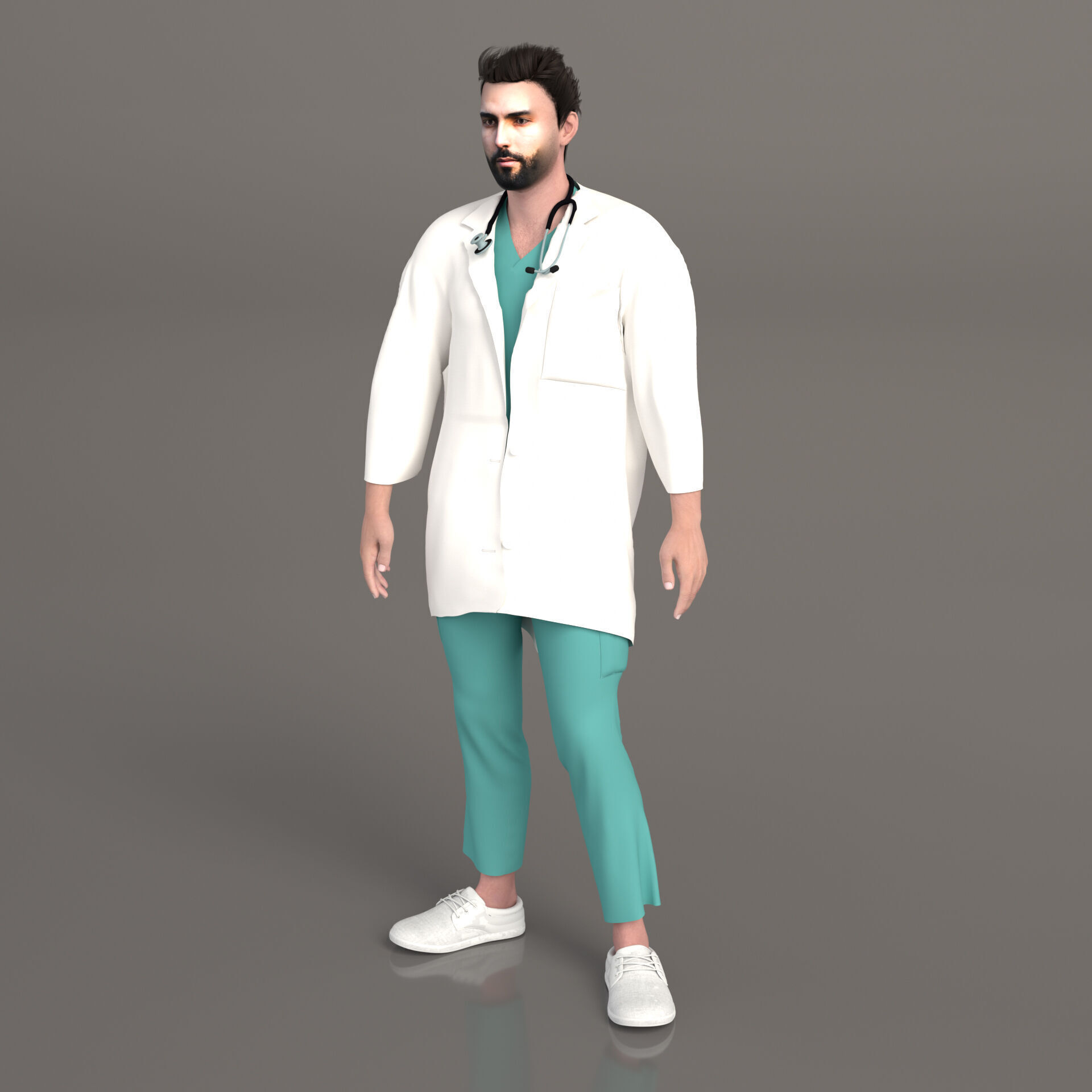 Multicultural Set of Four Doctors from 4 Different Ethnicities 3D model_28