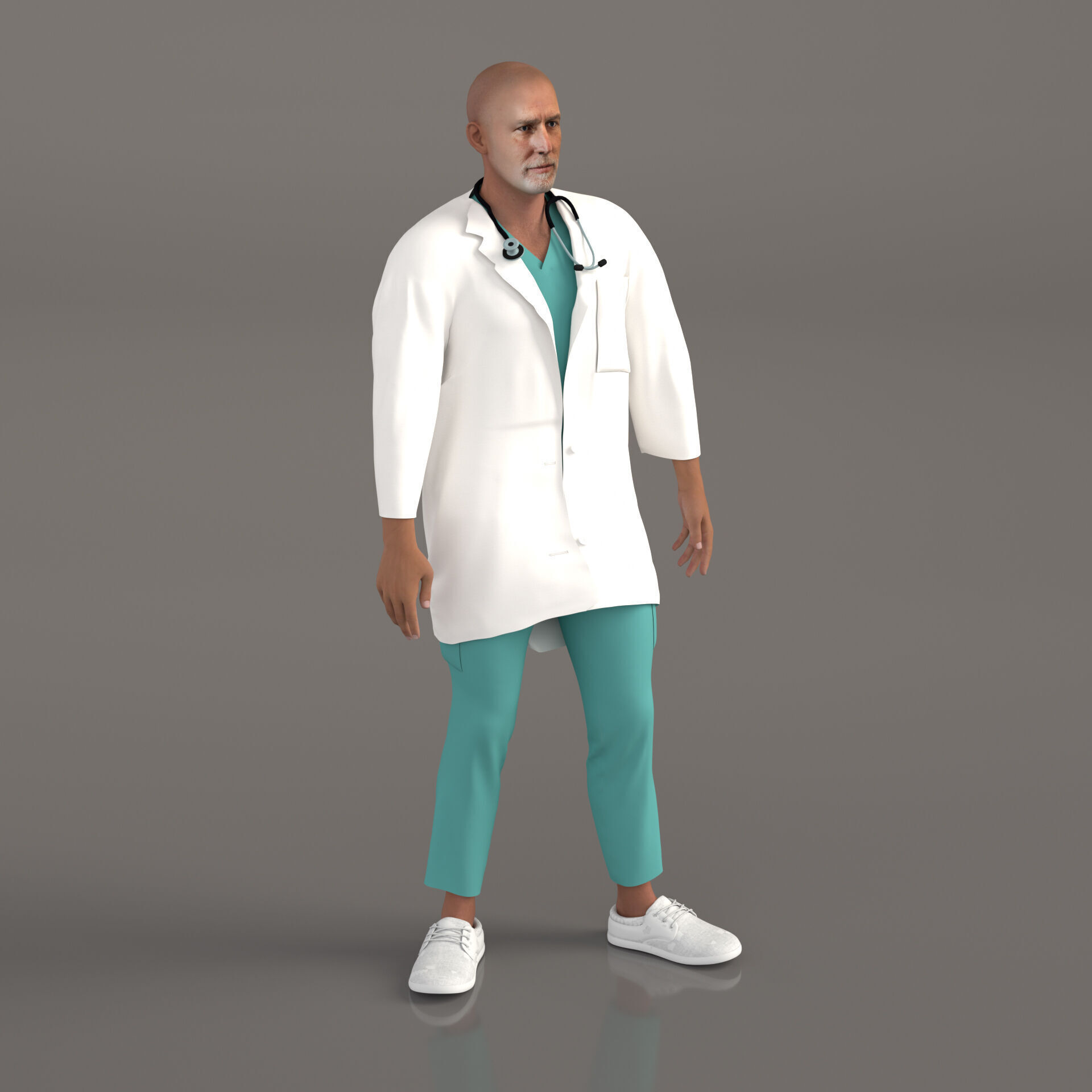 Multicultural Set of Four Doctors from 4 Different Ethnicities 3D model_14