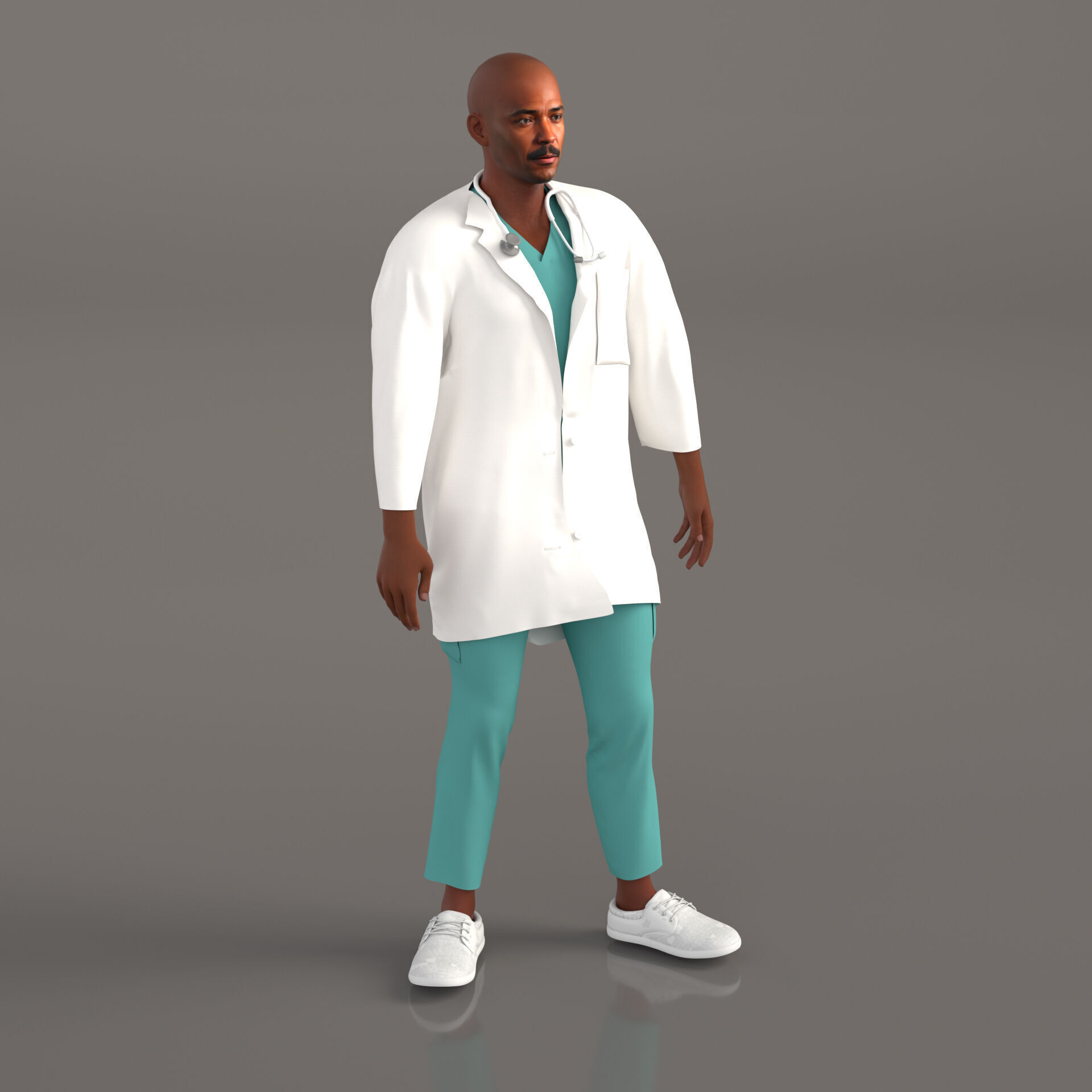 Multicultural Set of Four Doctors from 4 Different Ethnicities 3D model_11