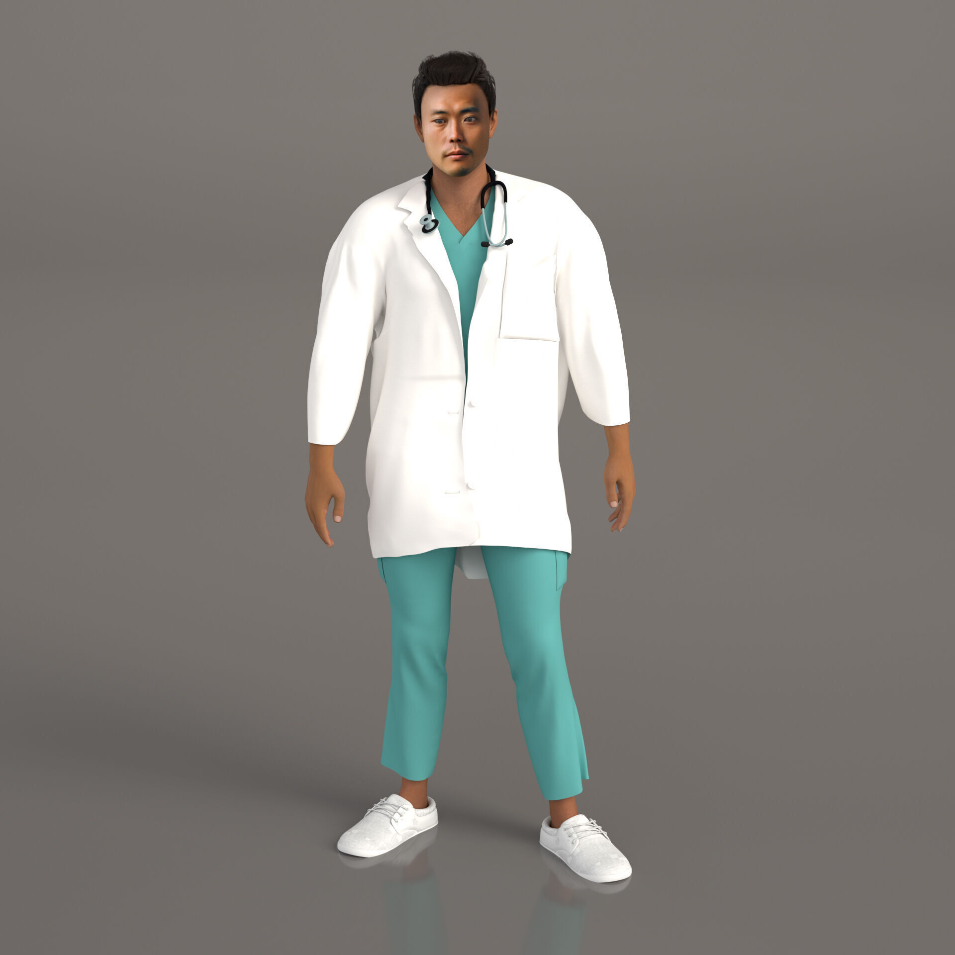 Multicultural Set of Four Doctors from 4 Different Ethnicities 3D model_7
