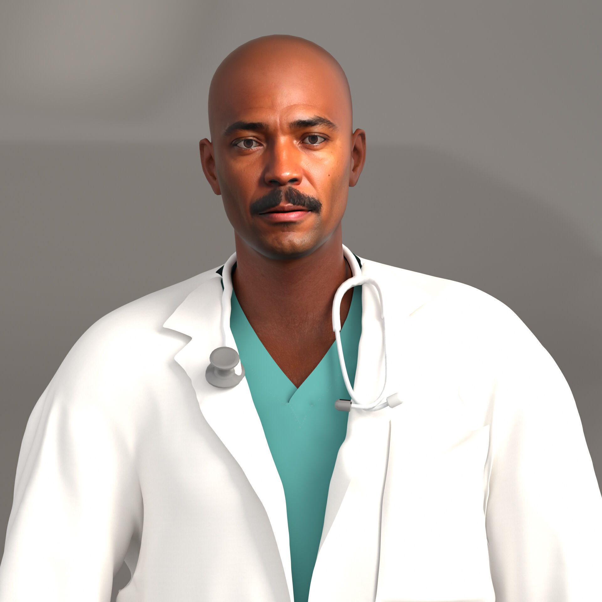 Multicultural Set of Four Doctors from 4 Different Ethnicities 3D model_13
