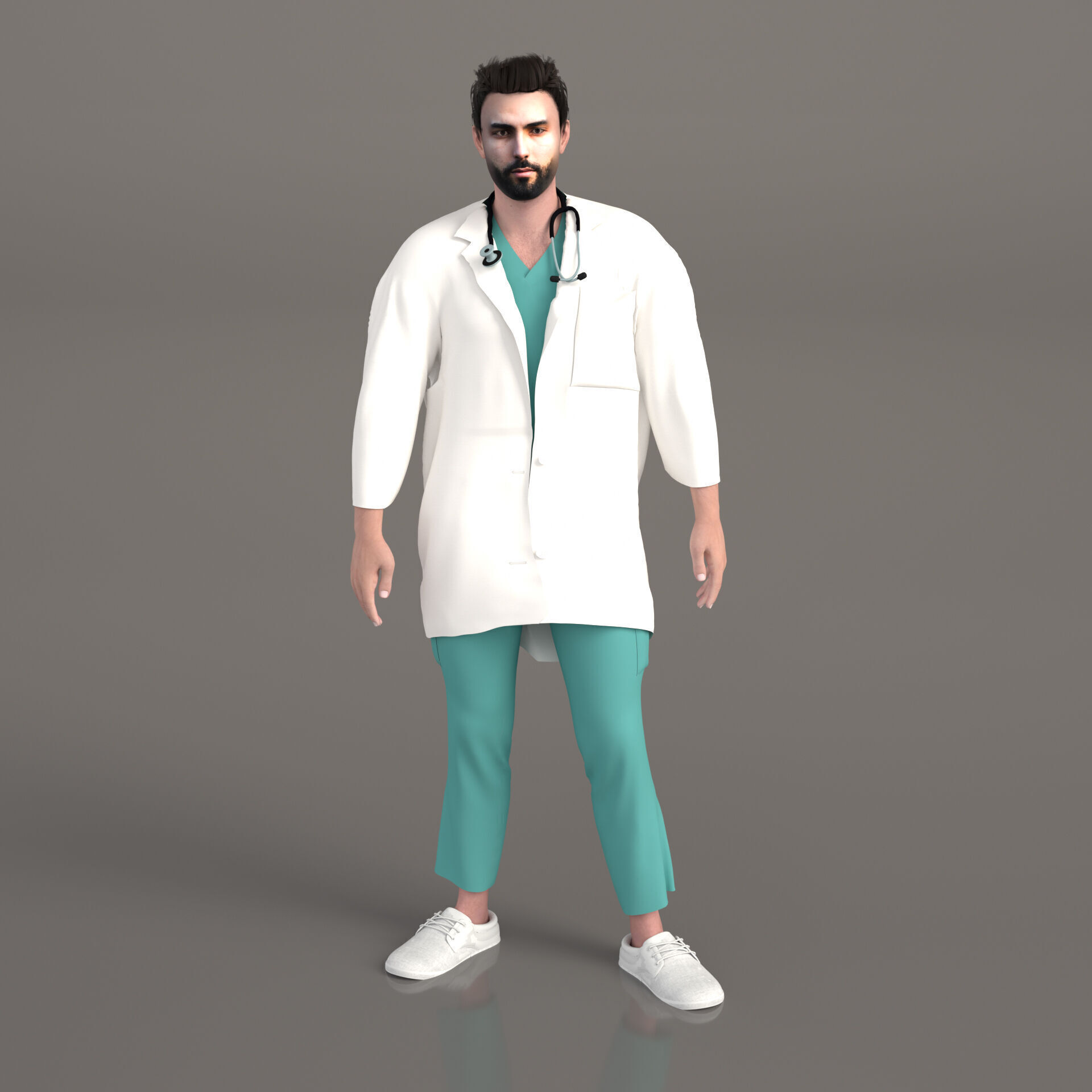 Multicultural Set of Four Doctors from 4 Different Ethnicities 3D model_3