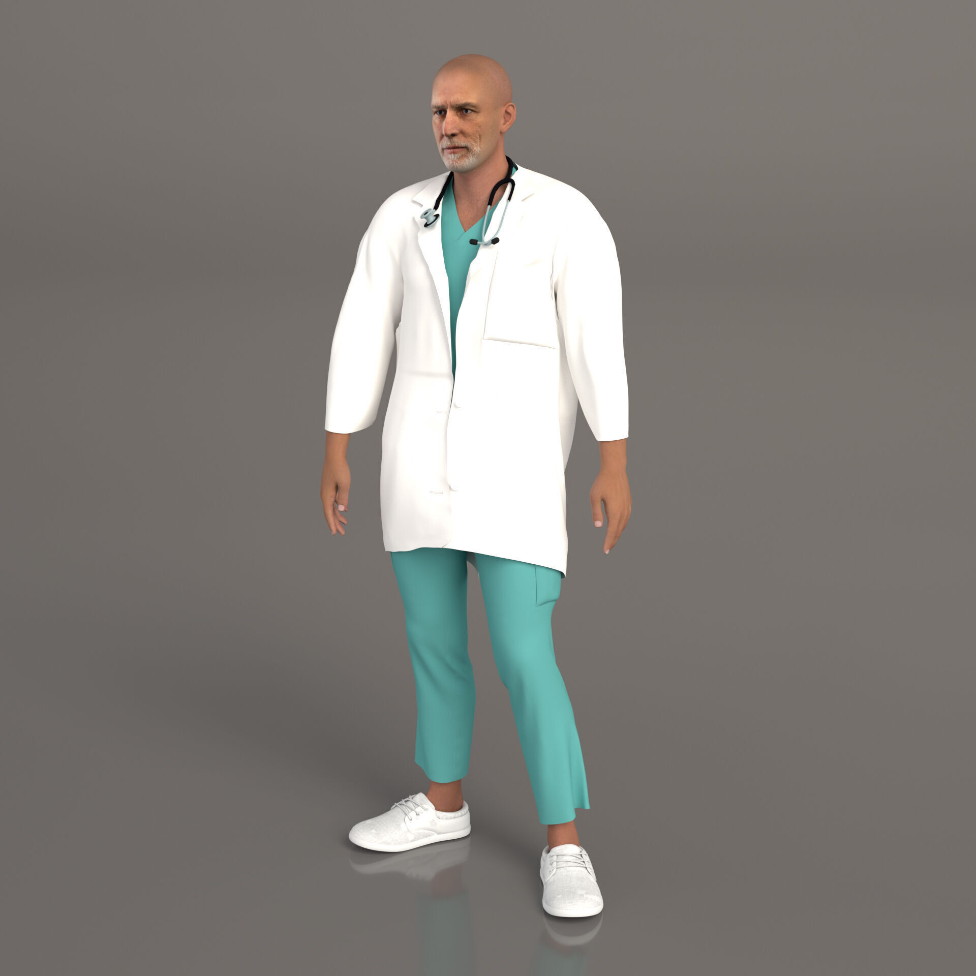 Multicultural Set of Four Doctors from 4 Different Ethnicities 3D model_23